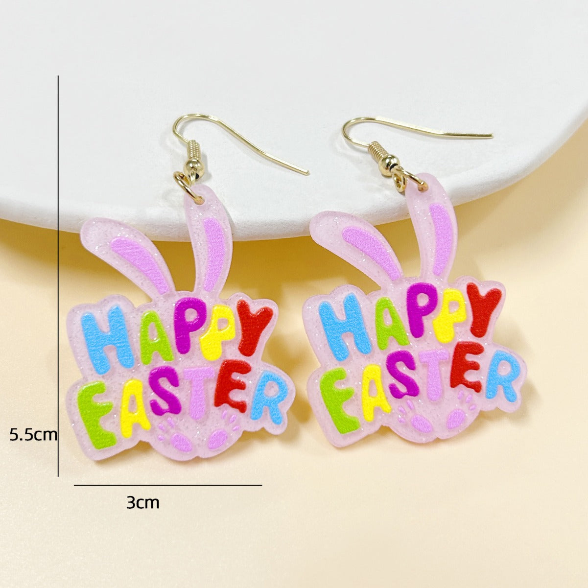 Wholesale Easter sequin bunny pink cartoon earrings